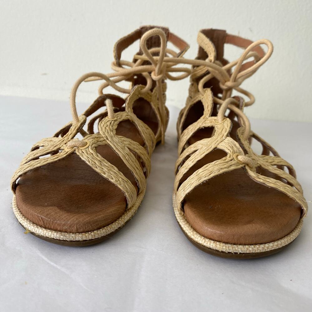 Gentle Souls Break My Heart 3 Raffia Leather Gladiator Sandals 7.5 - Picture 7 of 11